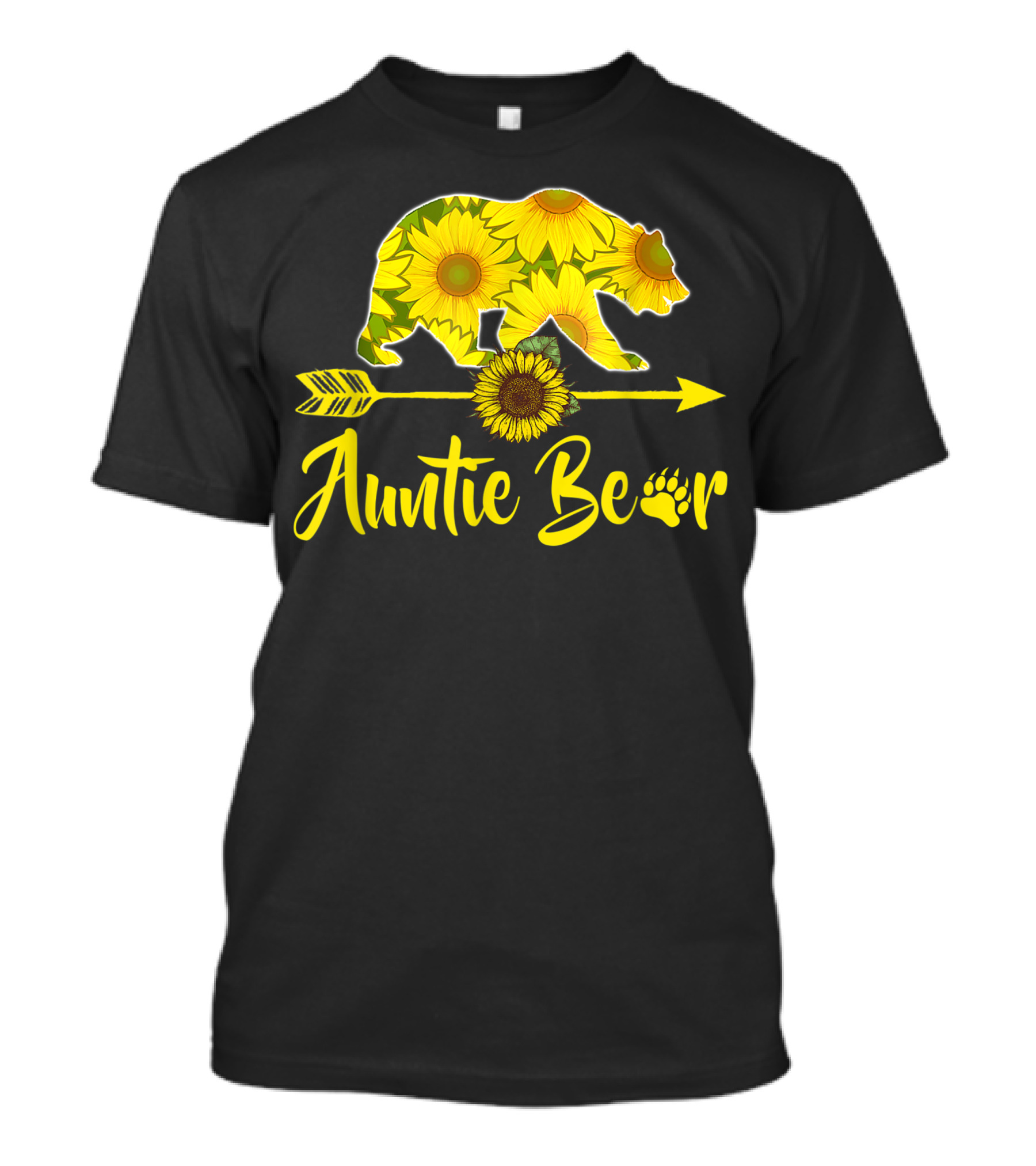 Auntie Bear Sunflower Arrow Paw Prints T-Shirt