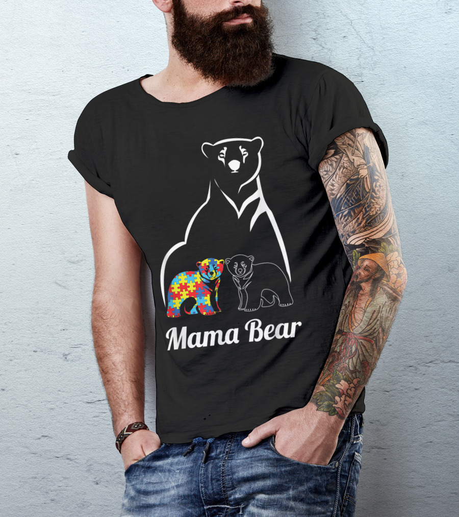 Mama Bear Autism Awareness Love Puzzle T-Shirt