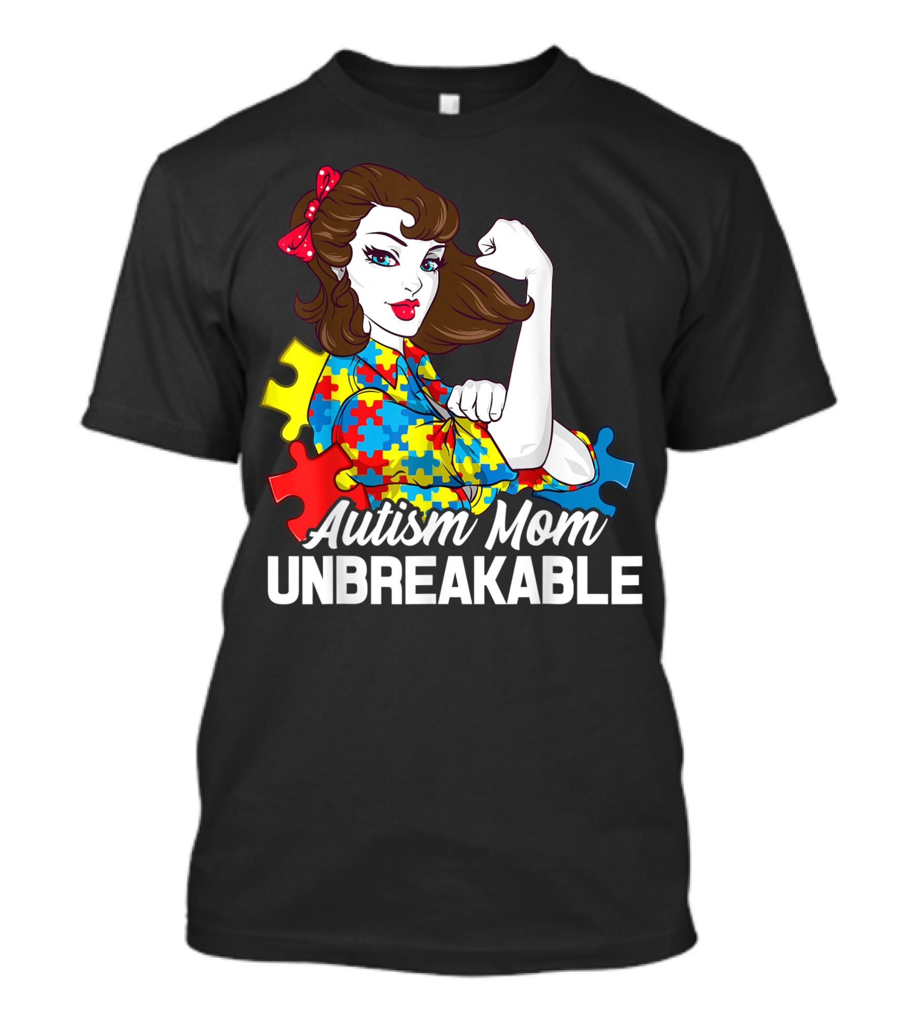 Unbreakable Autism Mom Cute Puzzle Pattern Awareness T-Shirt