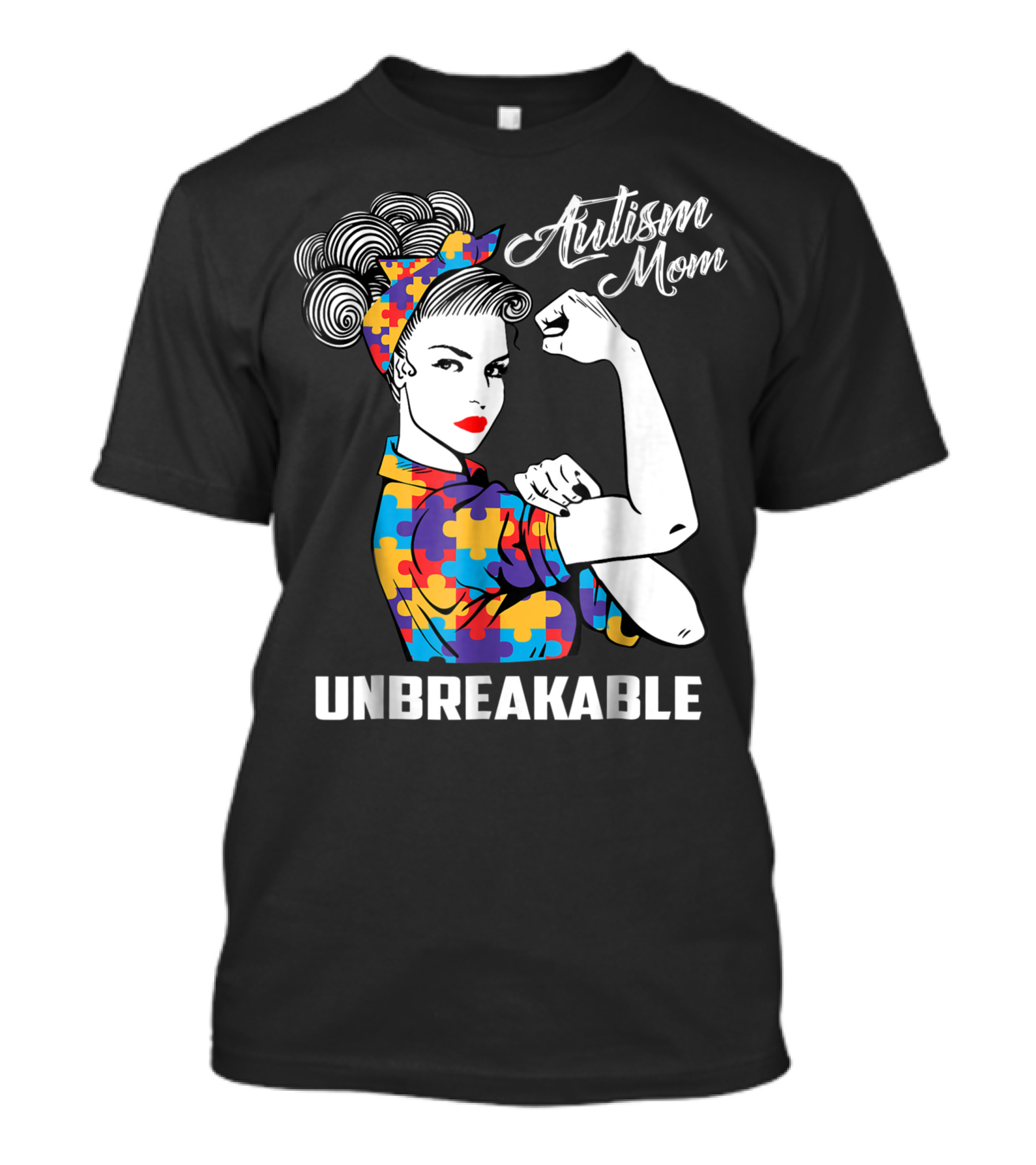 Autism Mom Unbreakable Puzzle Pattern Empowerment T-Shirt