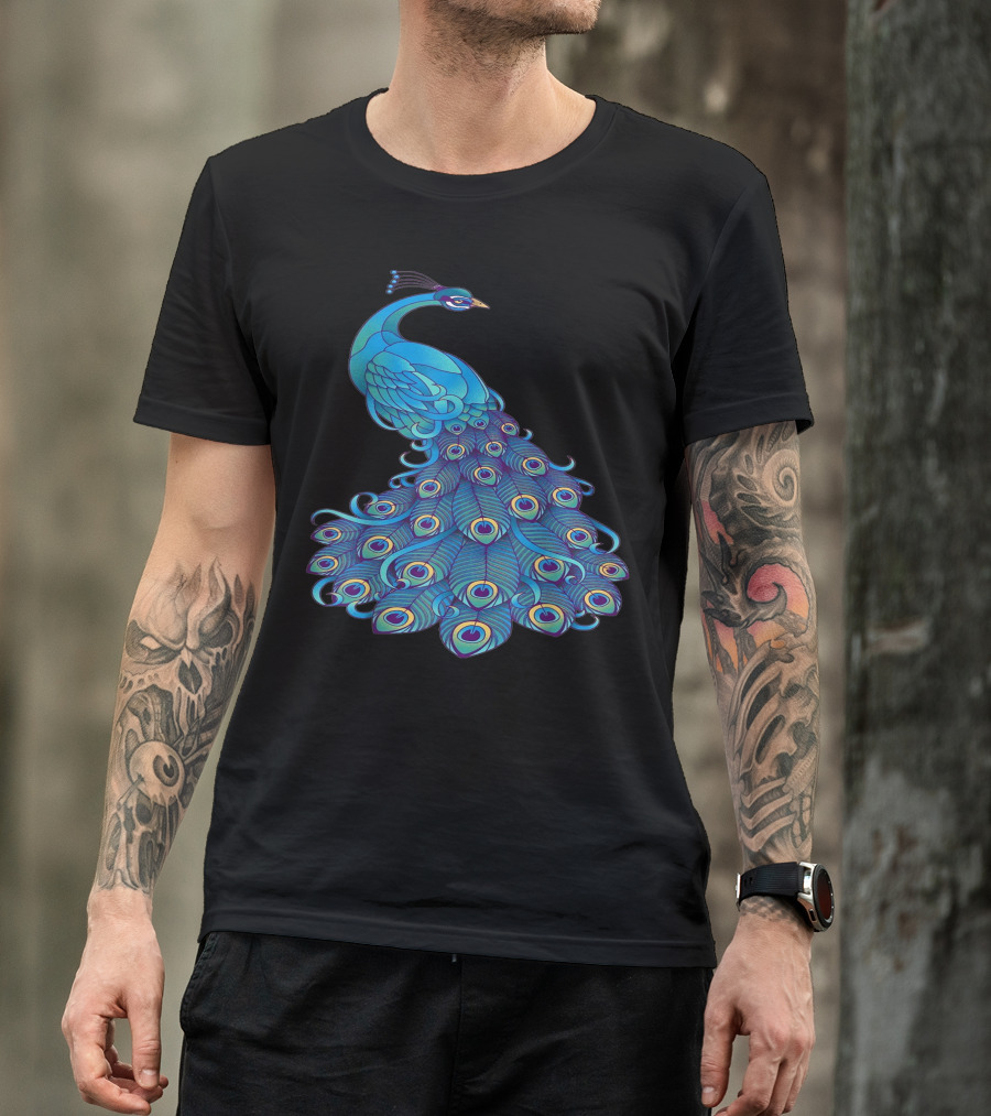 Beautiful Peacock Blue Feather Elegance T-Shirt