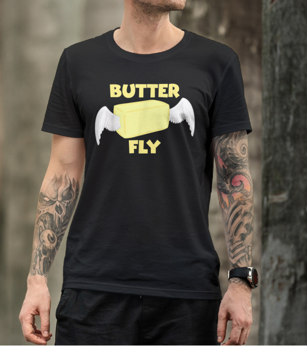 Butter Fly Stick Of Butter With Wings Pun T-Shirt