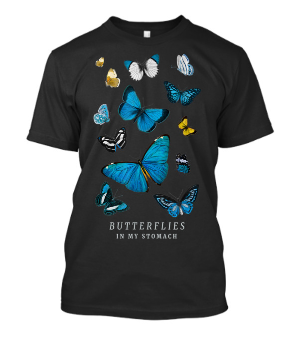 Butterflies In My Stomach Blue Butterfly Soft Aesthetic Vertical Collection T-Shirt