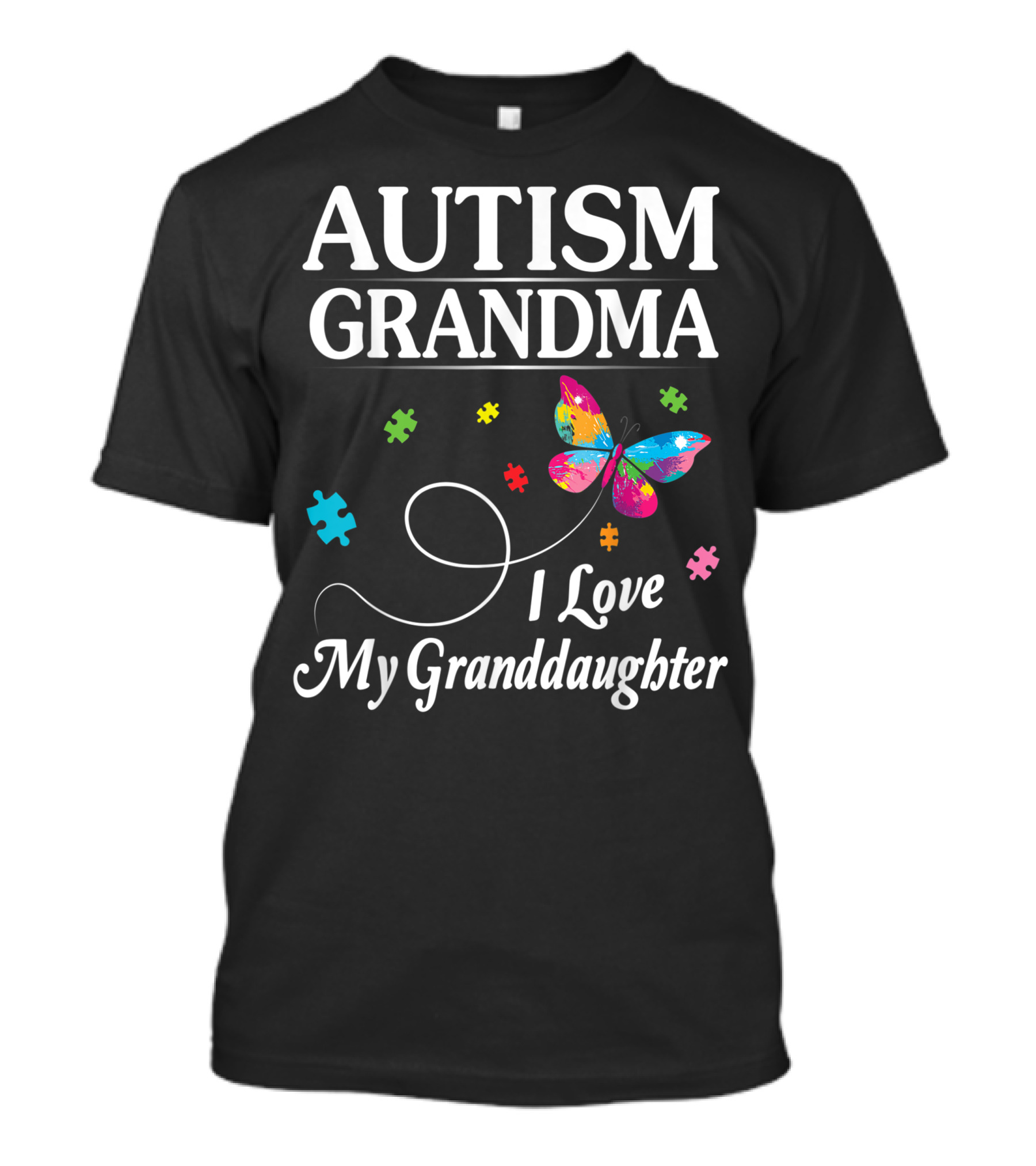 Autism Grandma I Love My Granddaughter Butterfly Puzzle Pieces T-Shirt
