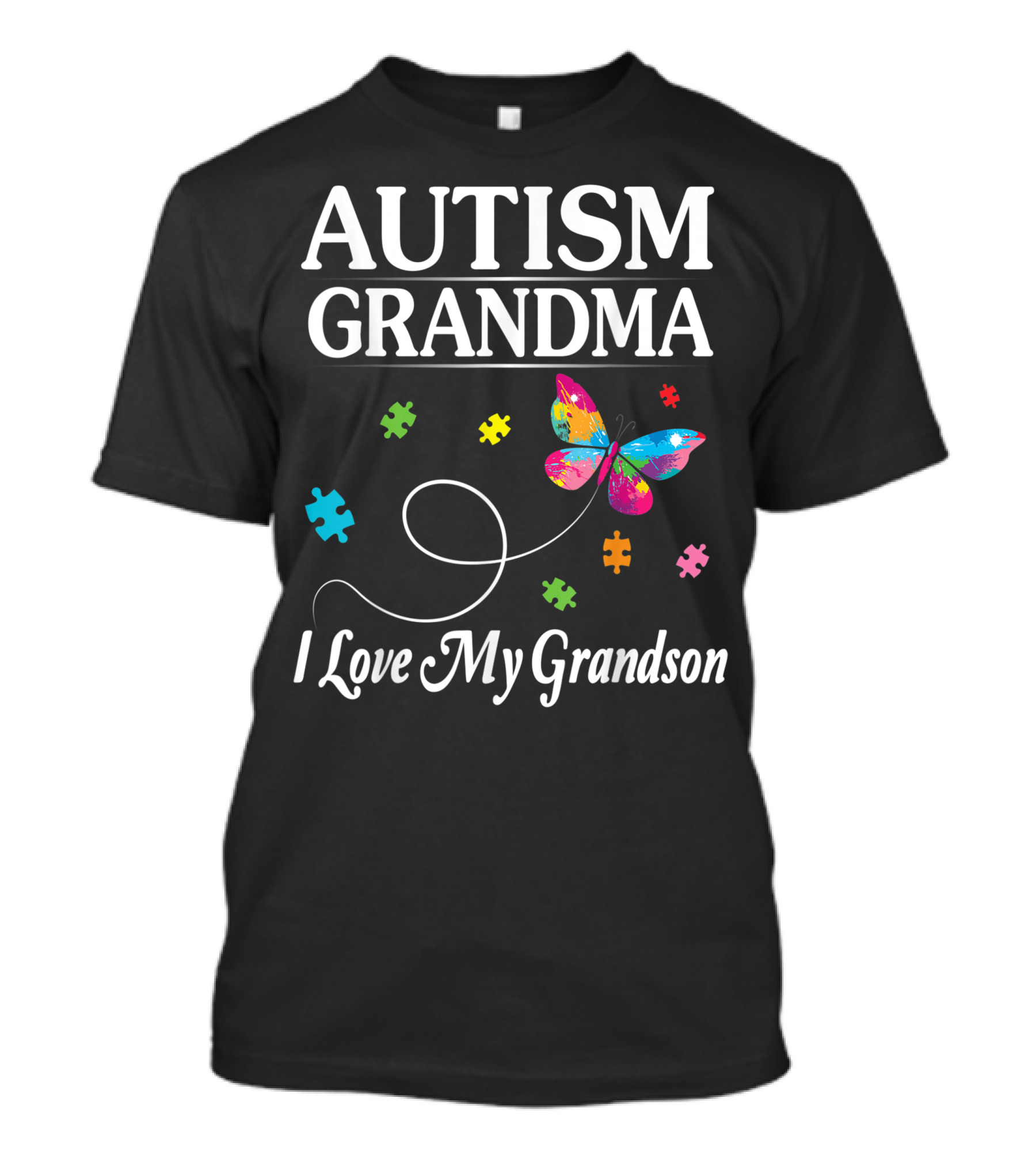 Autism Grandma I Love My Grandson Butterfly Awareness T-Shirt