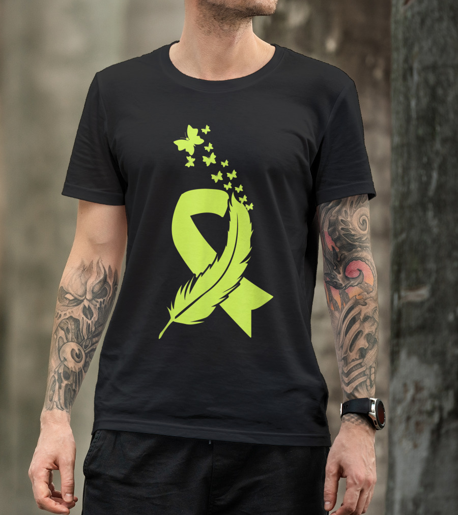 Butterfly Feather Ribbon Non Hodgkin Lymphoma Awareness T-Shirt