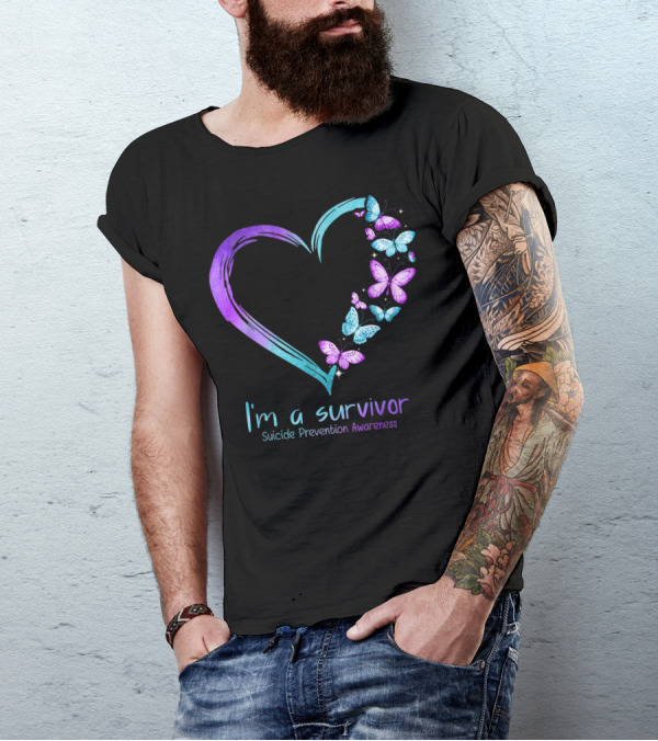 I'm A Survivor Butterfly Heart Suicide Prevention Awareness T-Shirt