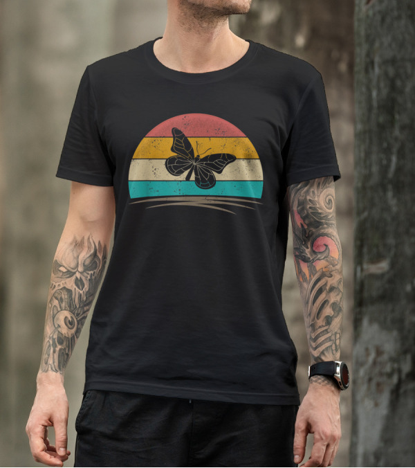 Butterfly Retro Sunset 70s Vintage Butterfly T-Shirt