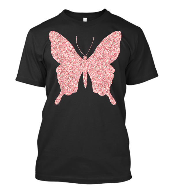Butterfly Rose Gold Pink Glitter Butterfly Lover T-Shirt