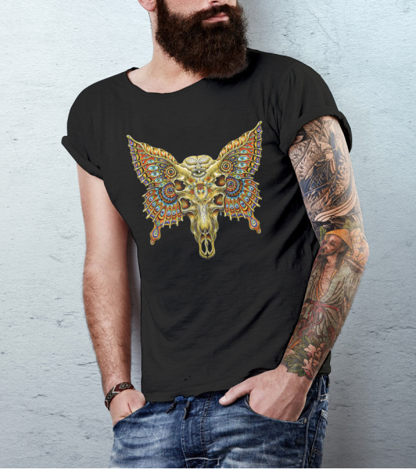 Butterfly Skull Emek Artman Colorful Psychedelic Eye T-Shirt