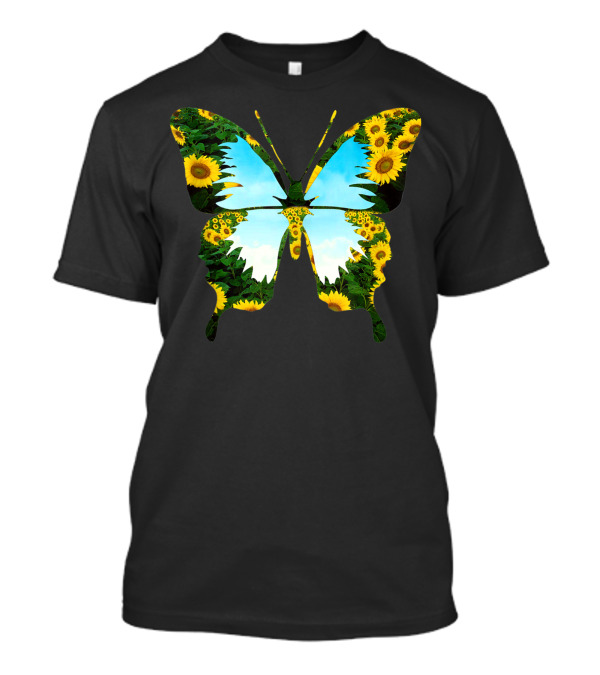 Butterfly Sunflower Blue Sky Lovers T-Shirt