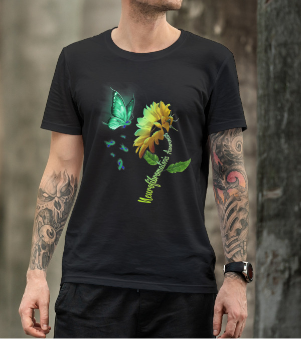Butterfly Neurofibromatosis Awareness Sunflower T-Shirt