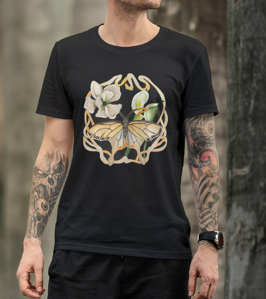Butterfly Magnolia Lilies Flower Insect Iconic T-Shirt