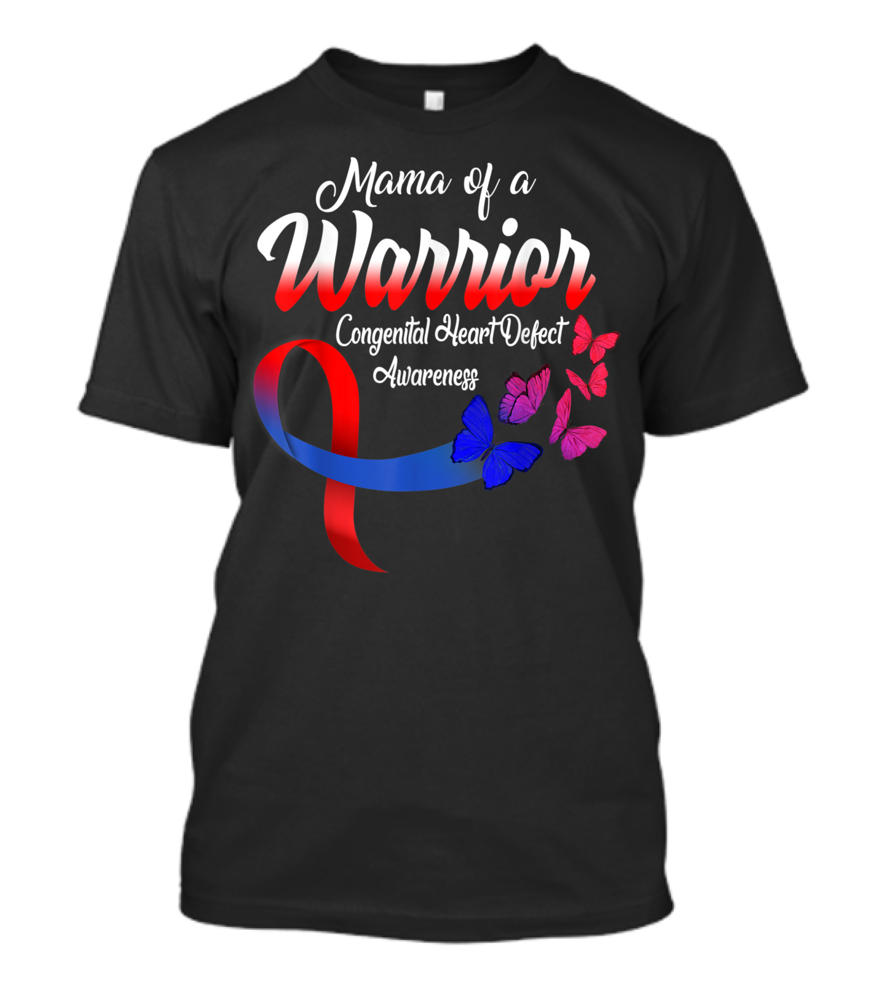 Mama Of A Warrior Congenital Heart Defect Awareness Butterfly T-Shirt