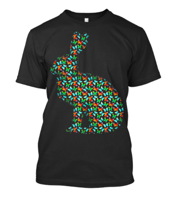 Colorful Butterfly Pattern Bunny Rabbit T-Shirt