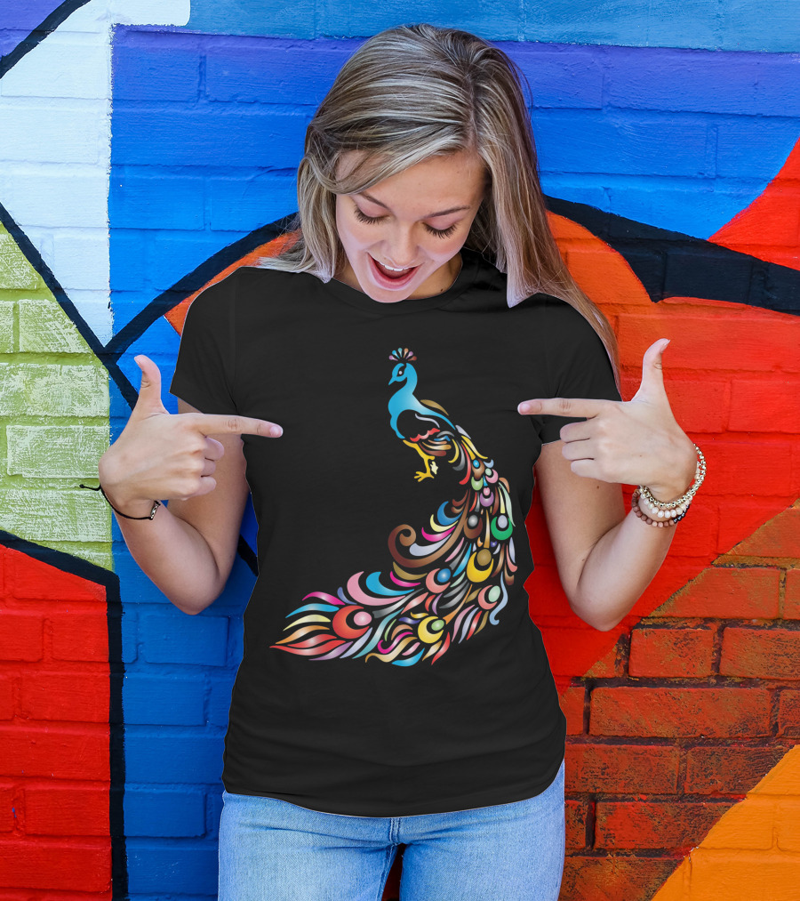 Vibrant Colorful Peacock For Parties And Bird Lovers T-Shirt