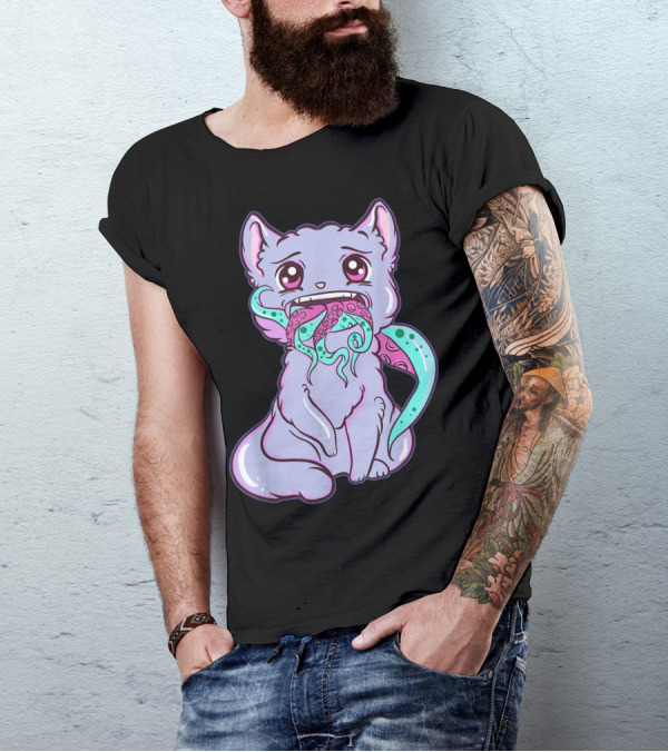 Creepy Kawaii Tentacle Cat Horror Pastel Goth Anime T-Shirt