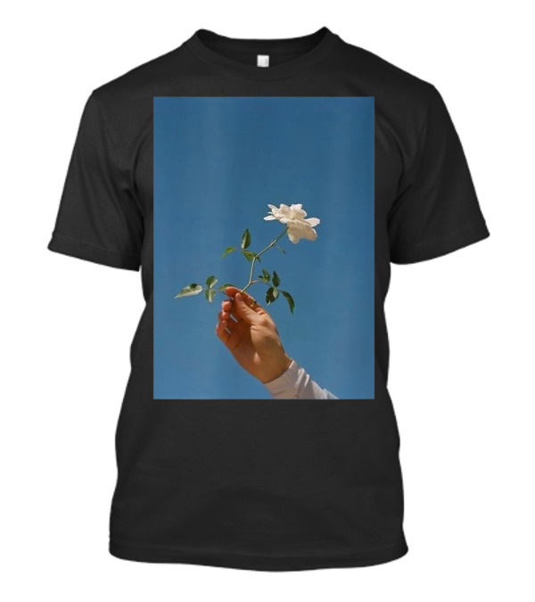 Cute White Rose Against Blue Sky Teen Girl Aesthetic Inspiring T-Shirt