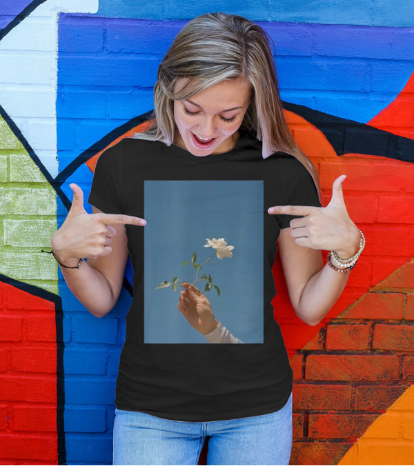 Cute White Rose Against Blue Sky Teen Girl Aesthetic Inspiring T-Shirt