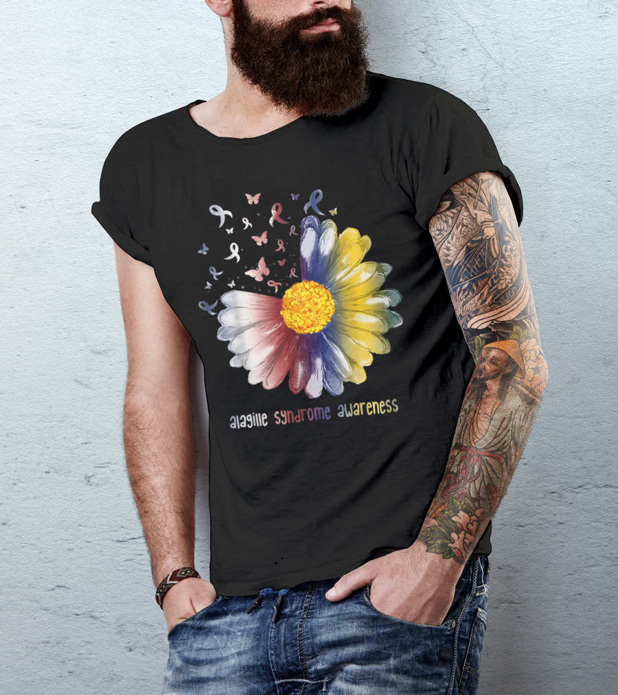 Alagille Syndrome Awareness Daisy Butterfly Ribbons T-Shirt