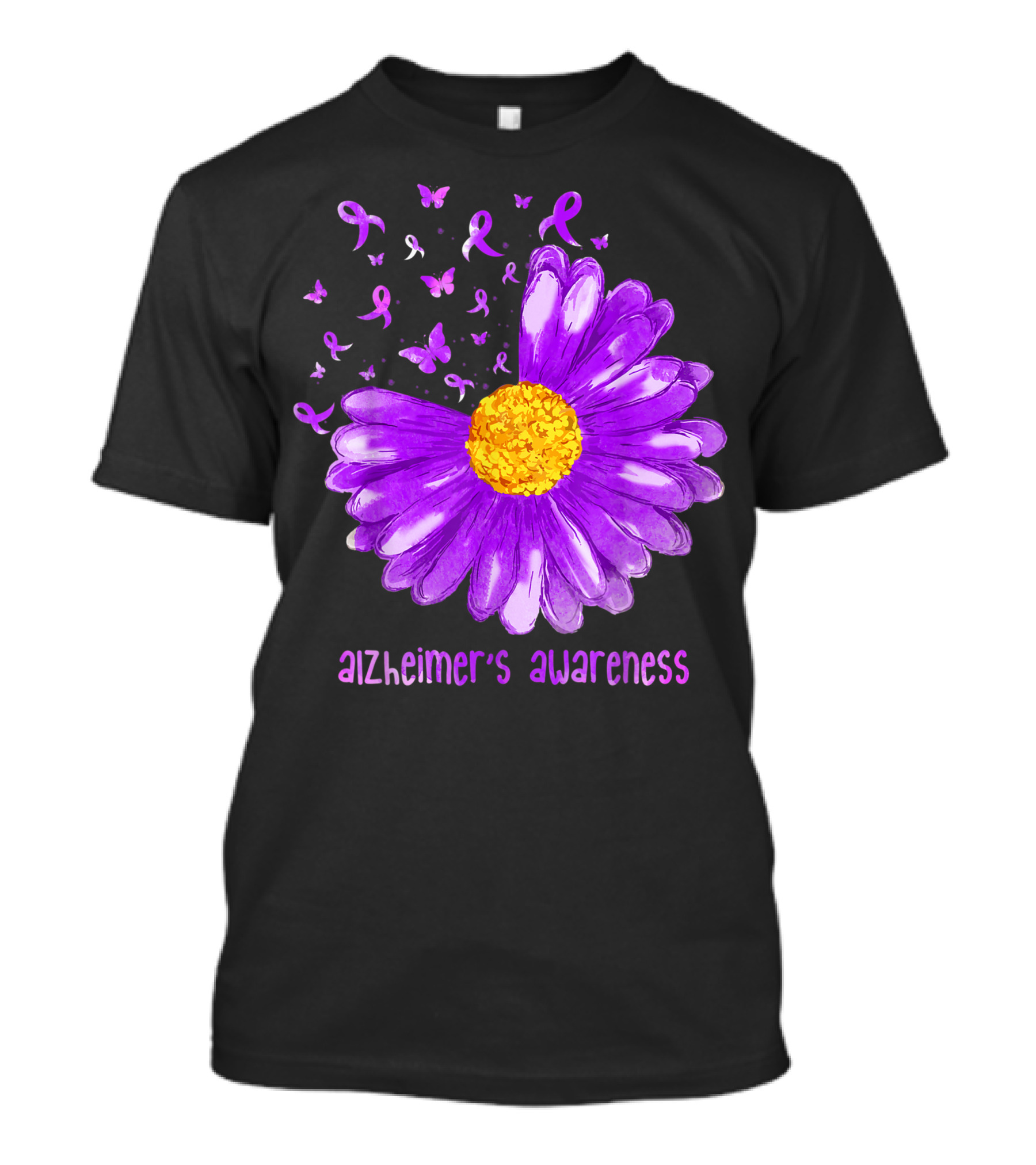 Alzheimer's Awareness Purple Daisy Butterfly T-Shirt