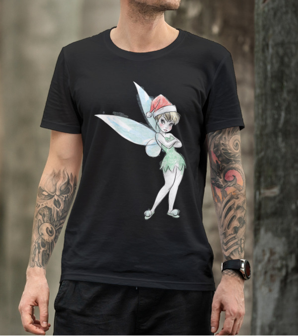 Peter Pan Tinker Bell Holiday Disney Santa Hat T-Shirt