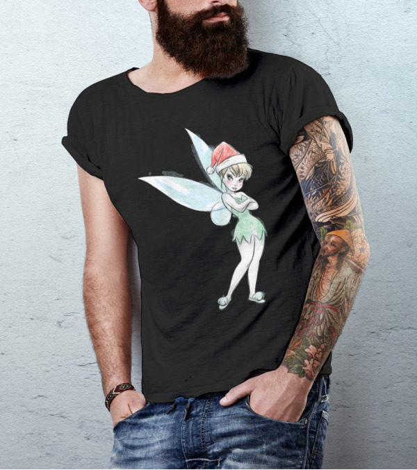 Peter Pan Tinker Bell Holiday Disney Santa Hat T-Shirt