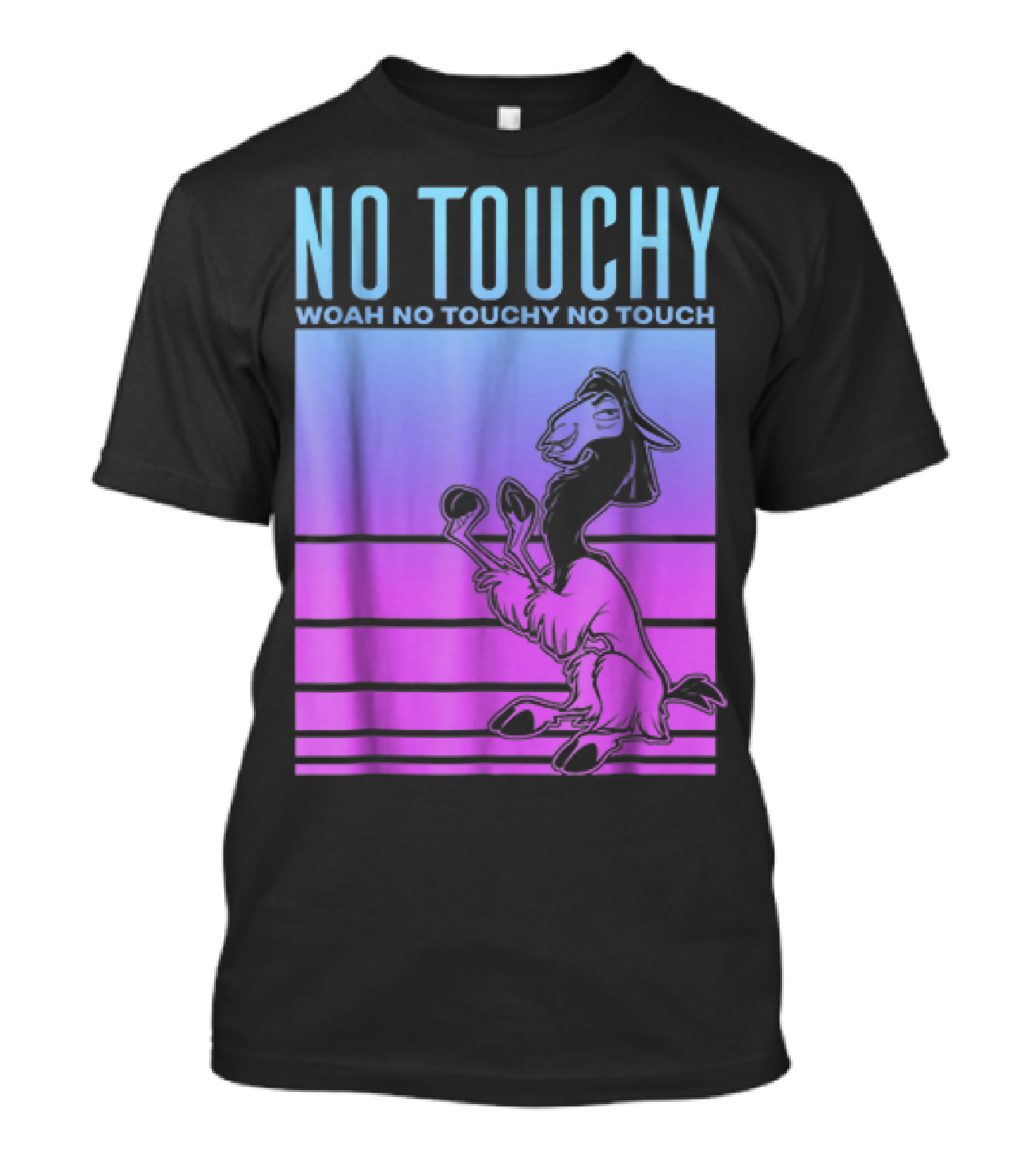 Disney The Emperor's New Groove No Touchy Woah Blue Pink Llama T-Shirt