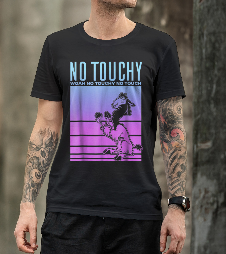 Disney The Emperor's New Groove No Touchy Woah Blue Pink Llama T-Shirt