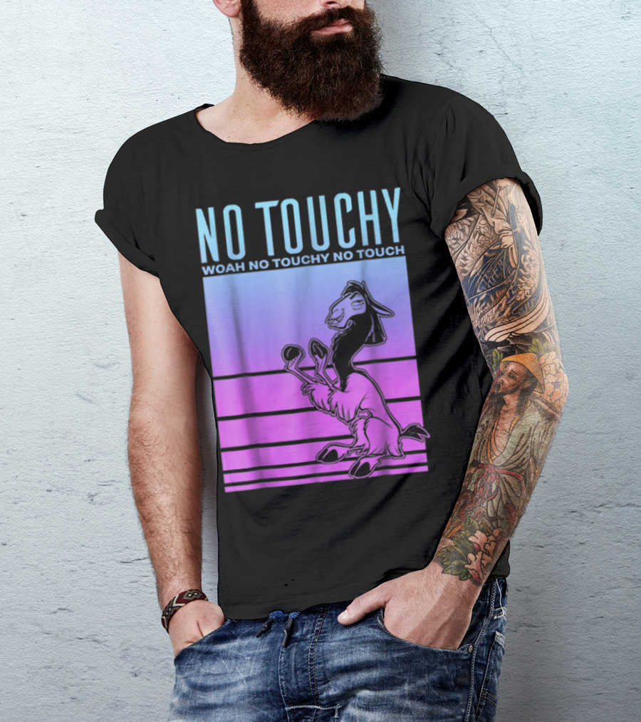 Disney The Emperor's New Groove No Touchy Woah Blue Pink Llama T-Shirt