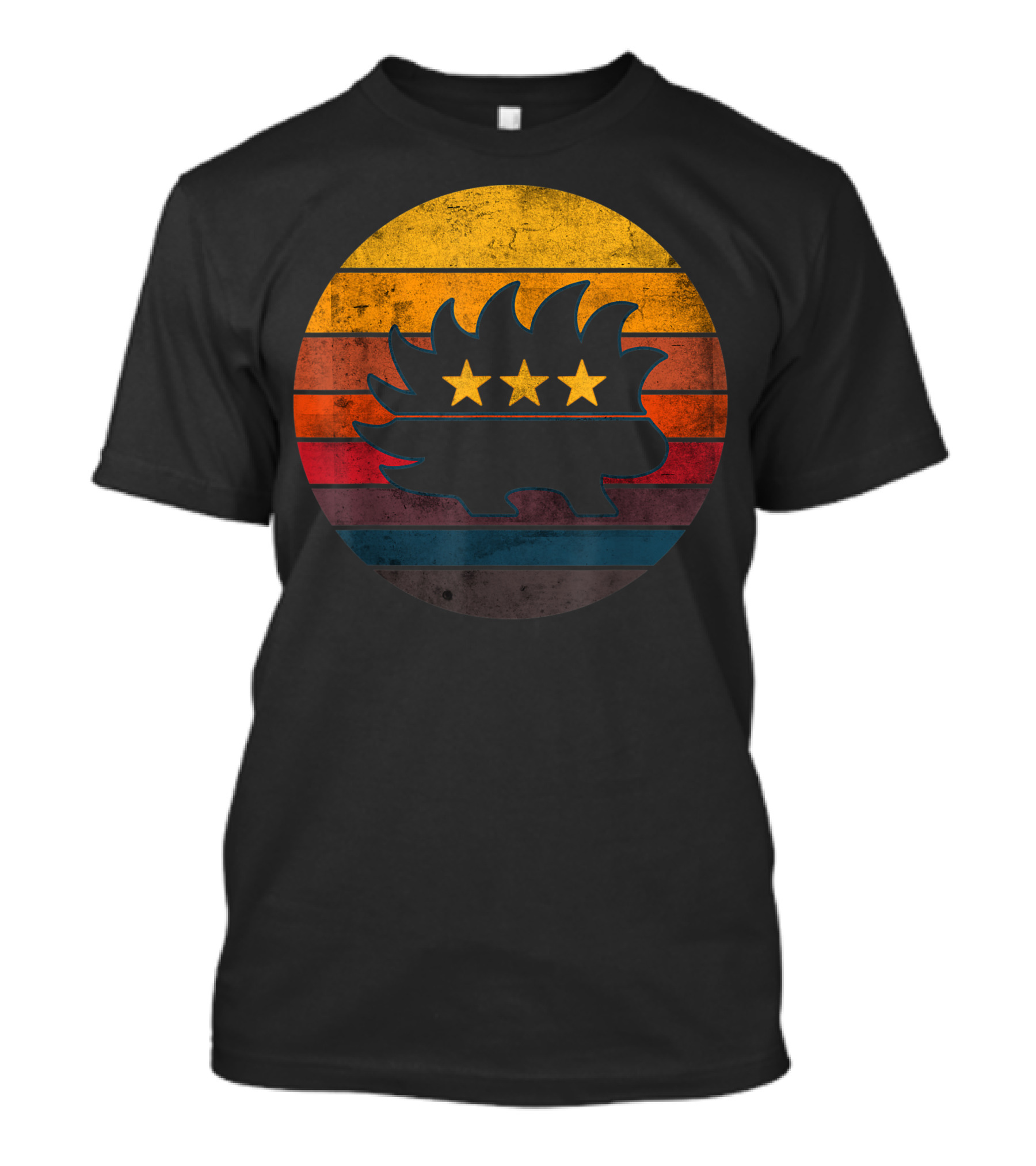 Distressed Vintage USA Libertarian Party Porcupine Retro Circle Stripes T-Shirt