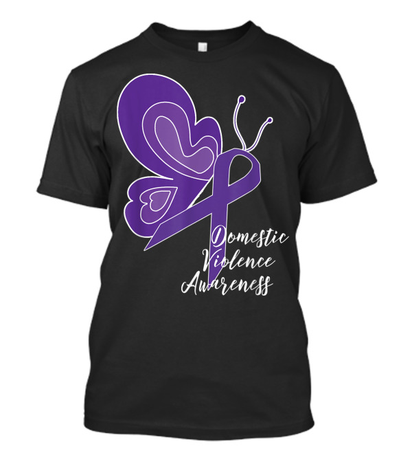 Domestic Violence Awareness Purple Ribbon Butterfly T-Shirt