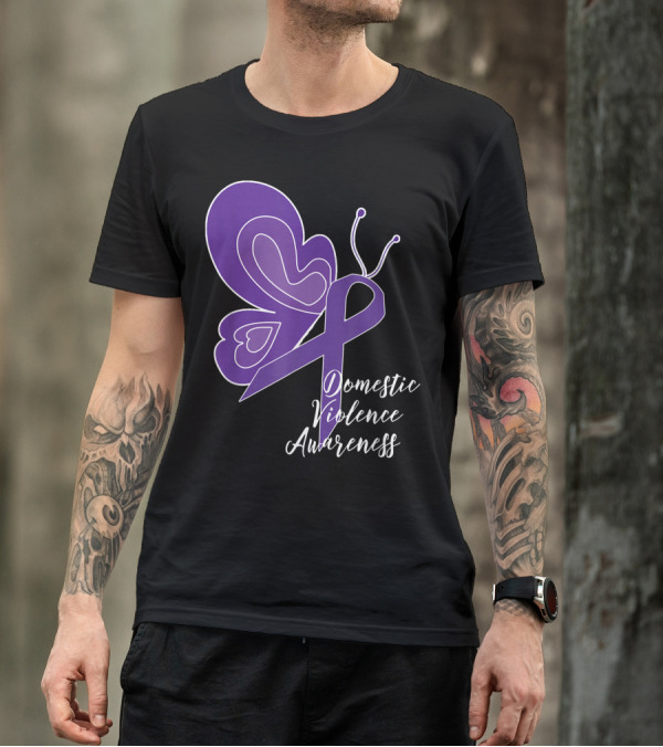 Domestic Violence Awareness Purple Ribbon Butterfly T-Shirt