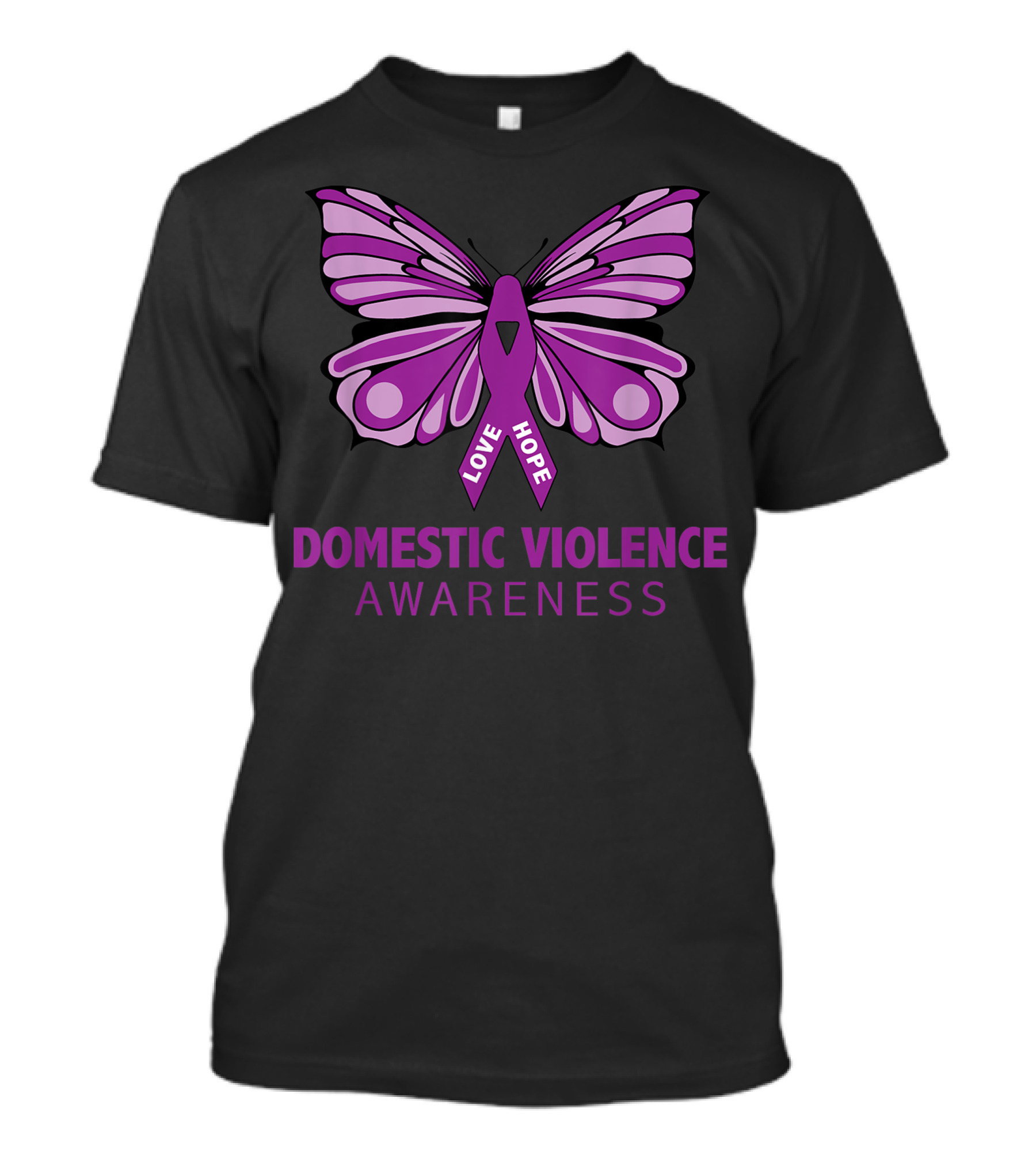 Domestic Violence Awareness Love Hope Purple Butterfly T-Shirt