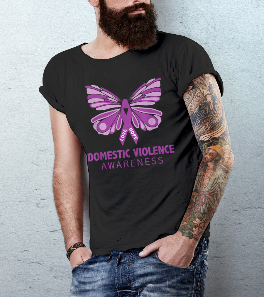 Domestic Violence Awareness Love Hope Purple Butterfly T-Shirt