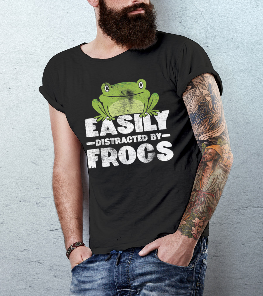 Easily Distracted By Frogs Frog Lover Green Frog T-Shirt