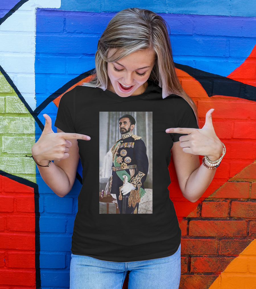Emperor Haile Selassie Ethiopian Leader Regal Portrait Historical Icon Ethiopia T-Shirt