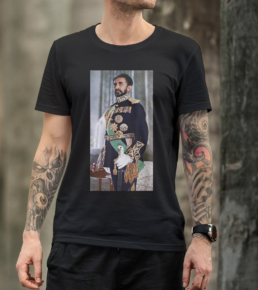 Emperor Haile Selassie Ethiopian Leader Regal Portrait Historical Icon Ethiopia T-Shirt