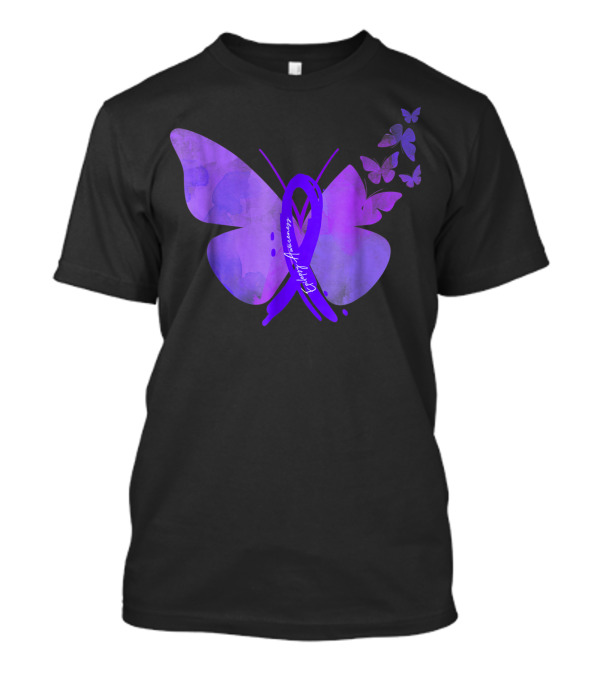 Epilepsy Awareness Purple Ribbon And Butterflies T-Shirt