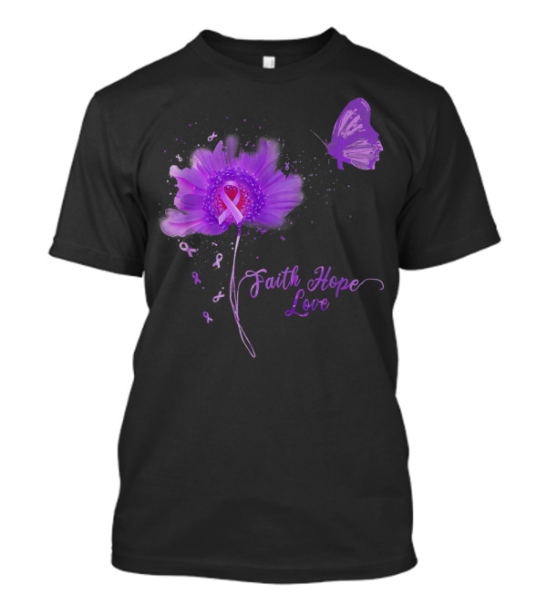 Faith Hope Love Butterfly Daisy Alzheimer's Awareness T-Shirt