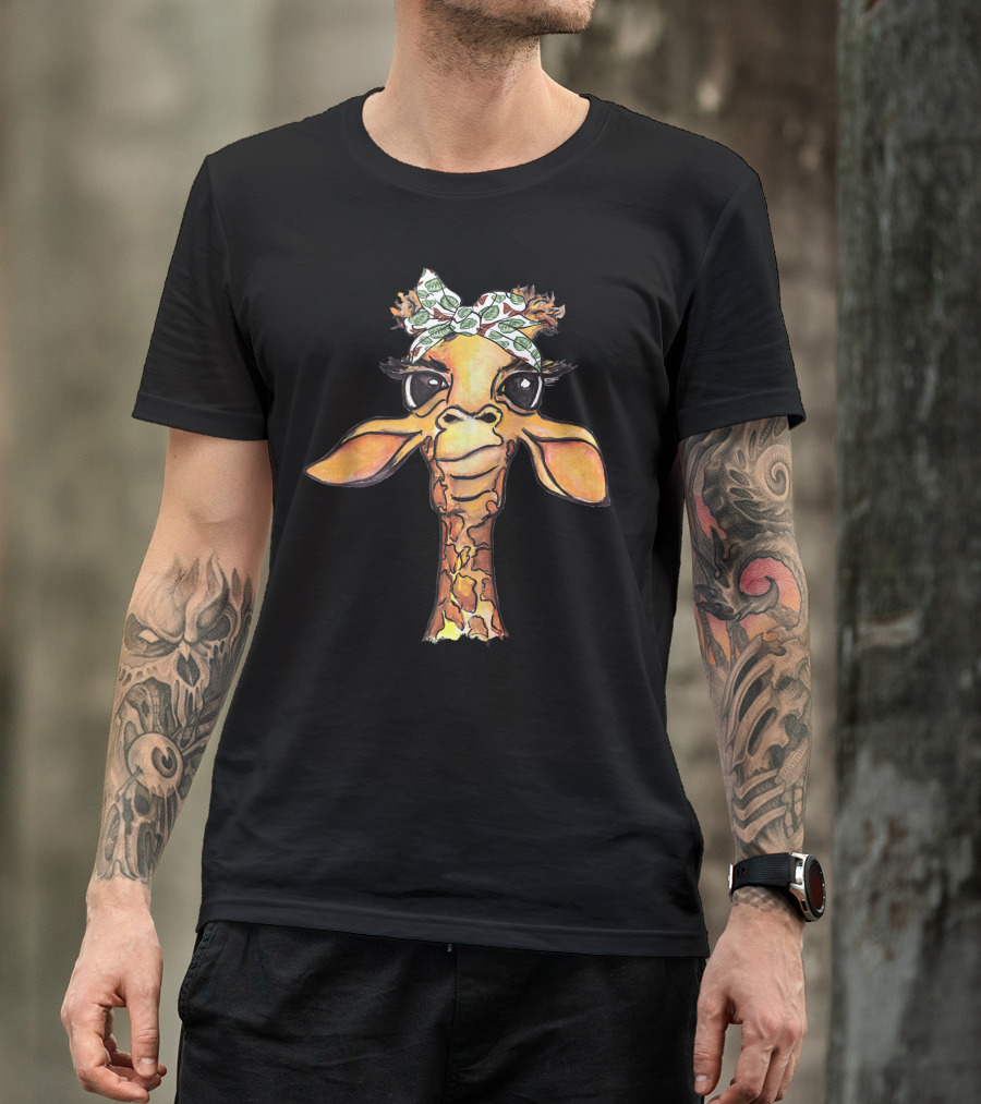 Hipster Giraffe With Tropical Bandana Safari T-Shirt