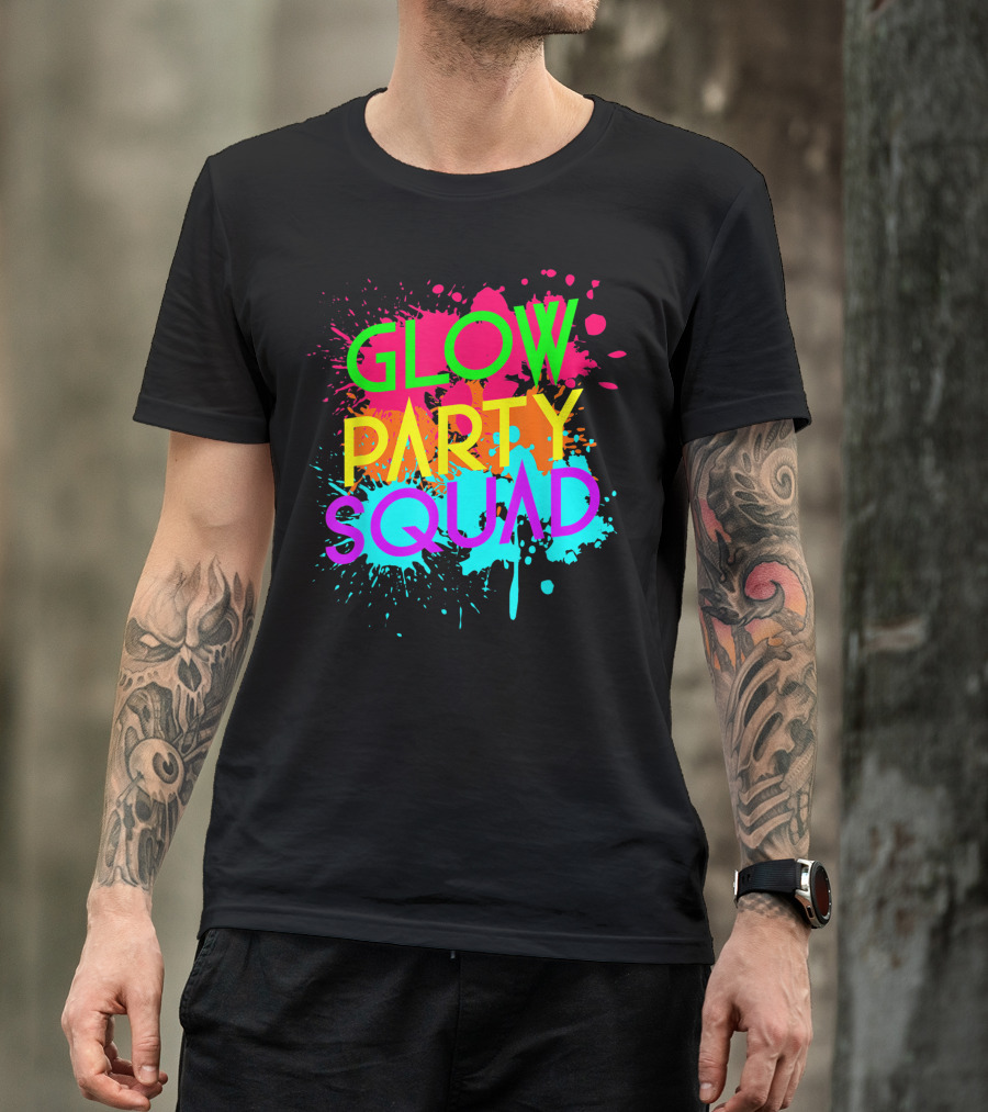 Glow Party Squad Neon Splash Halloween Group T-Shirt