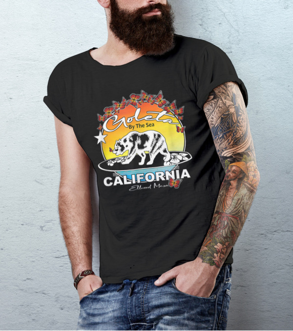 Goleta By The Sea California Ellwood Mesa Monarch Butterfly Bear T-Shirt
