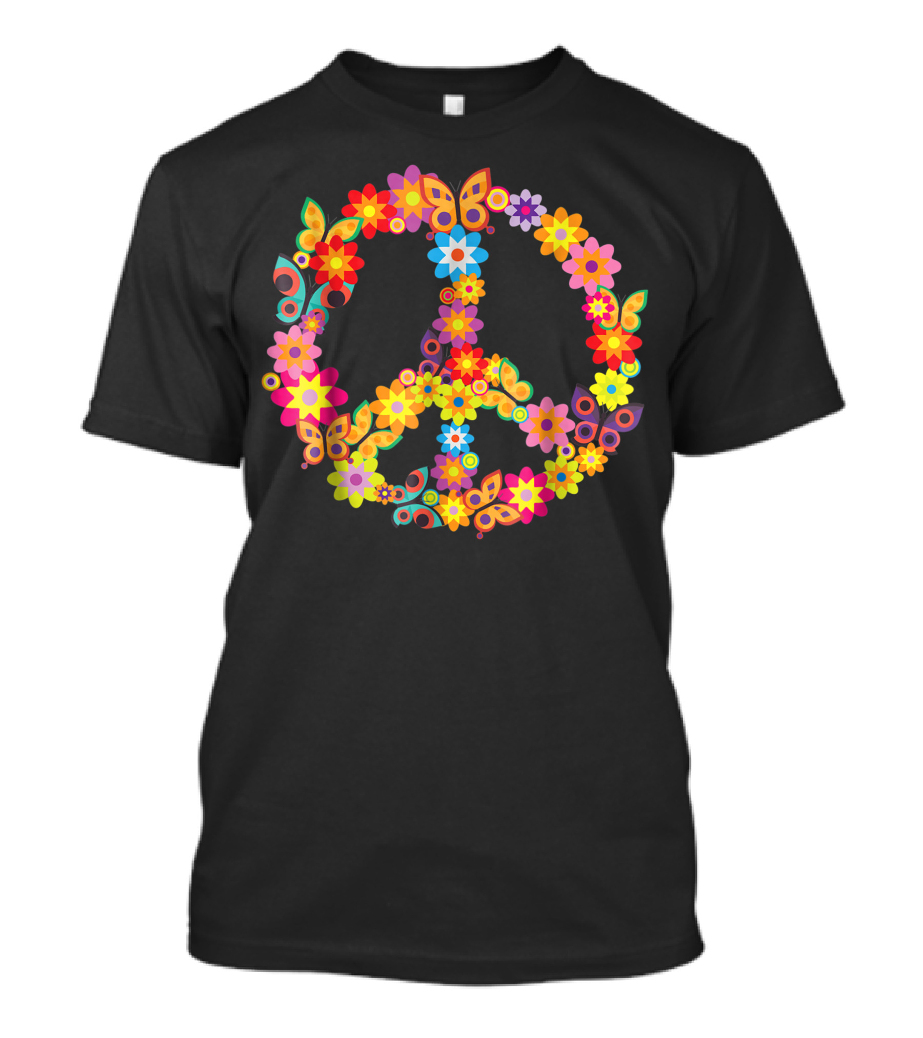 Groovy 70s Butterfly Flower Peace Symbol Costume Party T-Shirt
