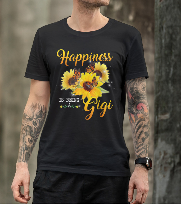 Happiness Is Being A Gigi Sunflowers And Butterflies T-Shirt