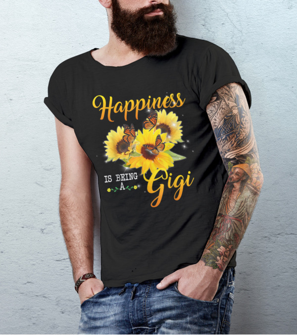 Happiness Is Being A Gigi Sunflowers And Butterflies T-Shirt