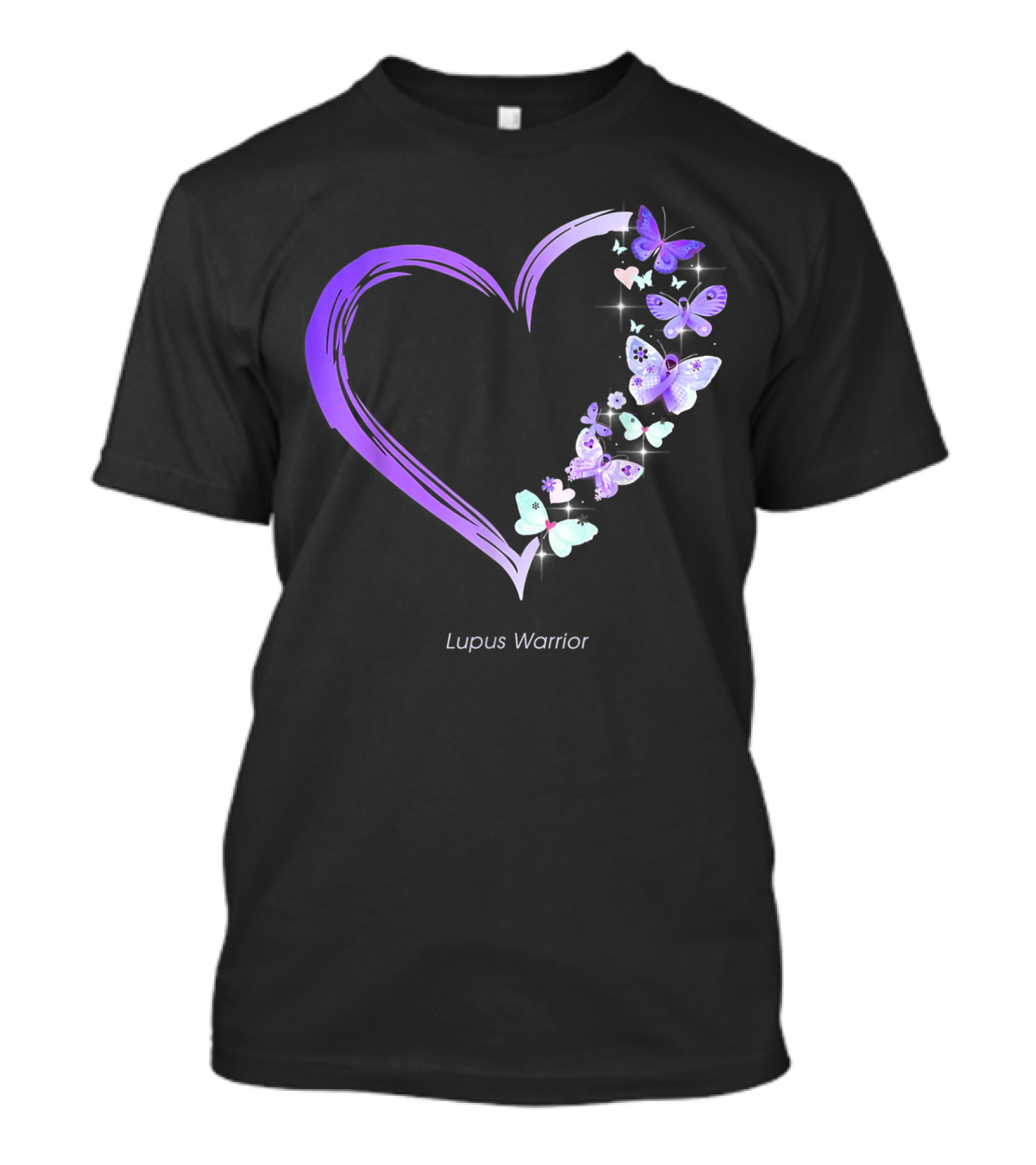 Lupus Warrior Heart With Purple Butterflies Lupus Awareness T-Shirt