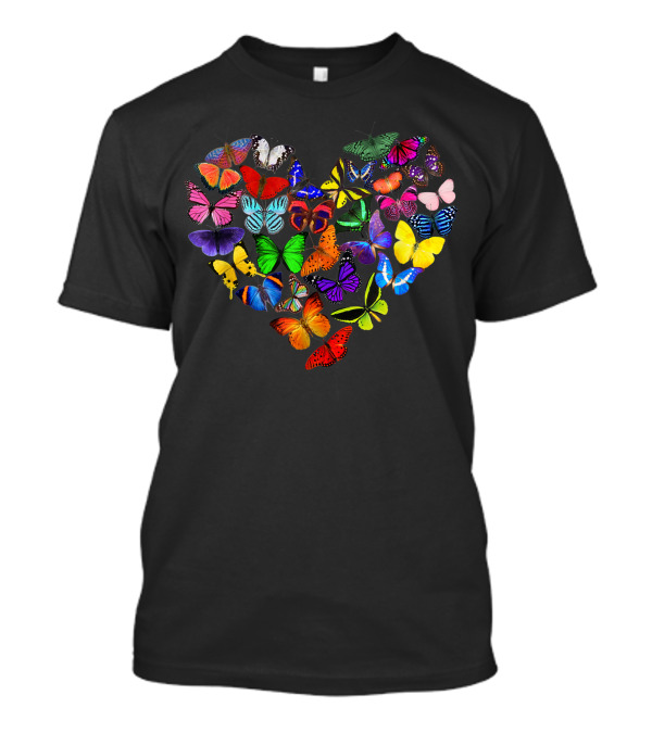 Heart Full Of Butterflies Colorful Butterfly Love Valentines Day T-Shirt
