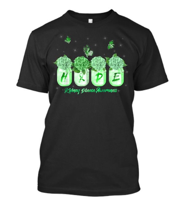 Kidney Disease Awareness Hope Hydrangea Butterfly T-Shirt
