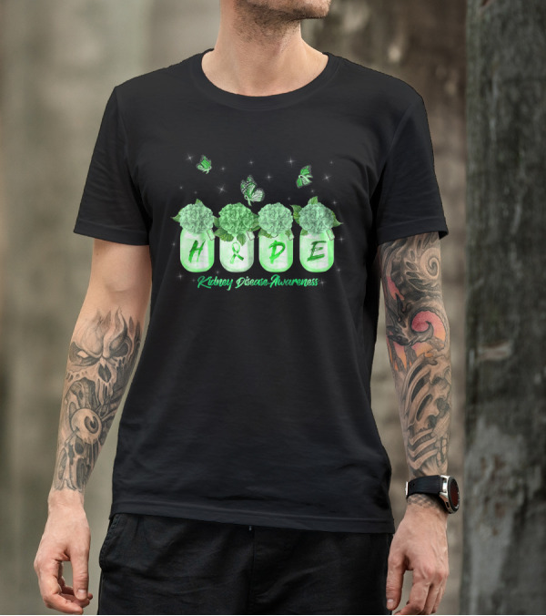 Kidney Disease Awareness Hope Hydrangea Butterfly T-Shirt